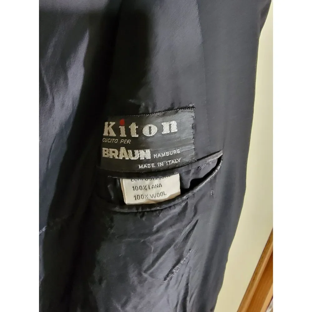 Kiton 14 Micron Super 180's Black Wool Suit Jacket Blazer Sport Coat - 50R